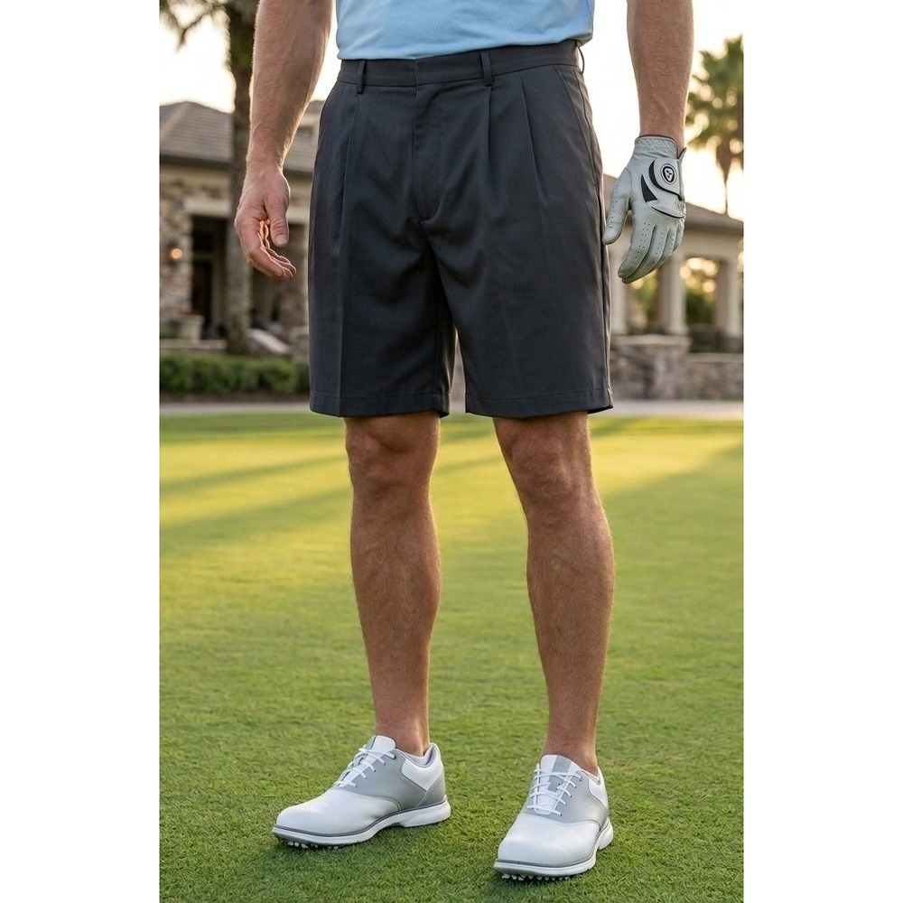 Pro Tour Golf Performance Pleated Shorts Men's 40 Black Stretch NWT‎ PZBS7021